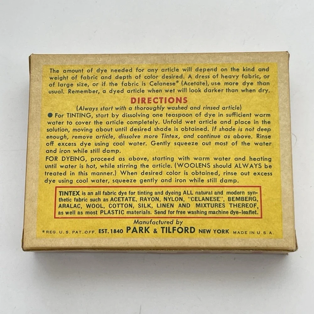 Vintage 1940s Tintex All Fabric Dye 42 French Blue Economy Size NOS Unopened